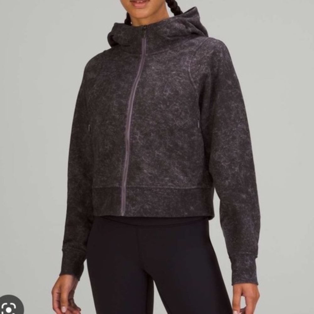 Lululemon Cotton French Terry Zip Hoodie Denim Wash Lavender Black EUC - Picture 1 of 12